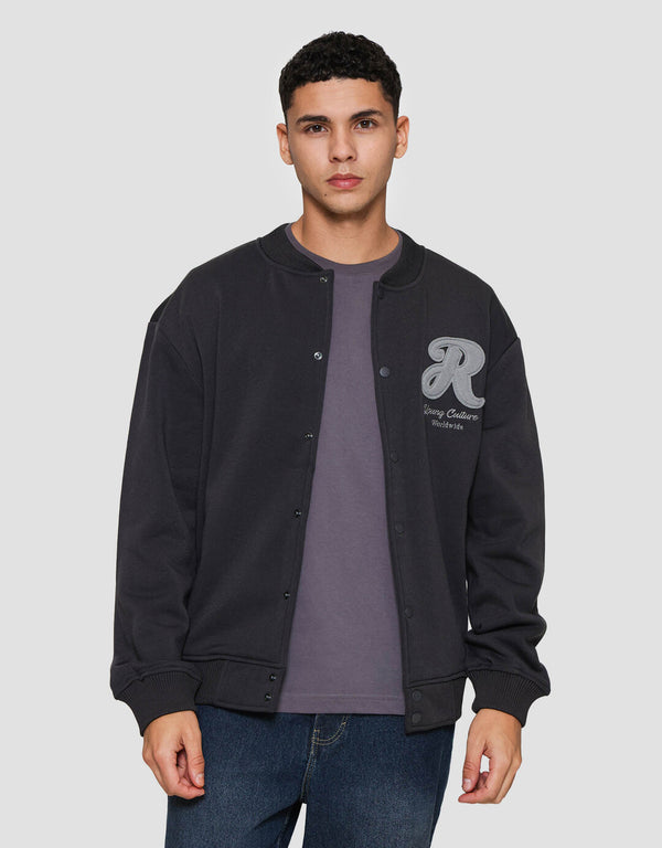 Casual Varsity Jacket with Patches for Men