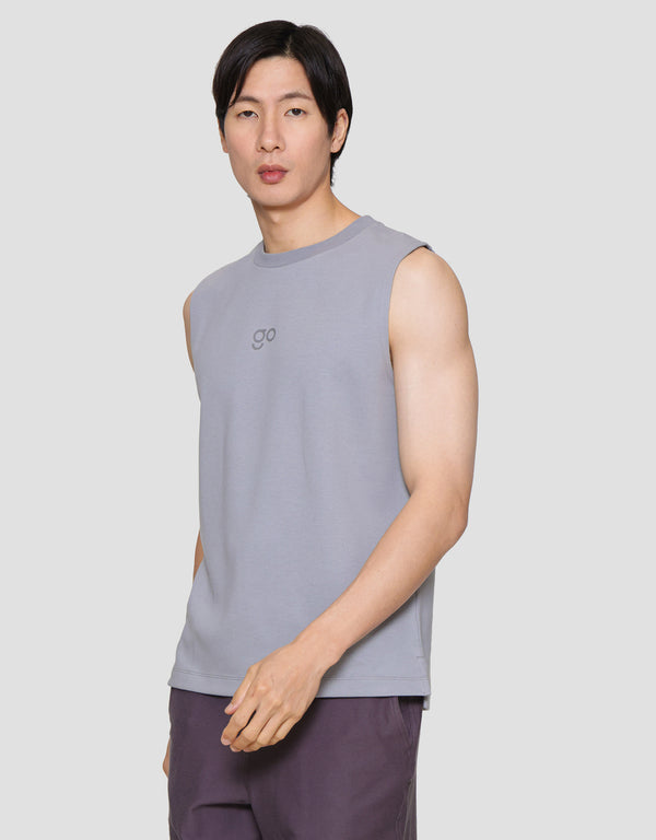 Classic Round Neck Sleeveless T-Shirt for Men - Soft Cotton Blend - Image 2