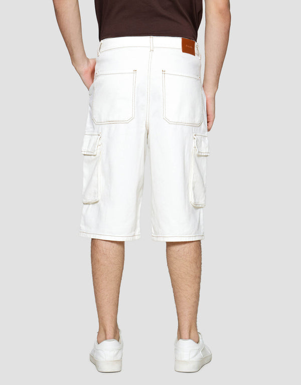 Contrast Stitch Celana Pendek Cargo Pria - Image 3