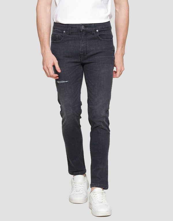 Destroyed Slim Fit Denim Jeans for Men – Casual Stretch Cotton