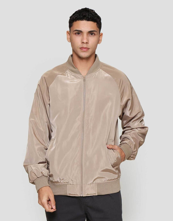 Men’s Casual Bomber Jacket – Lightweight Polyester Outerwear with Zipper