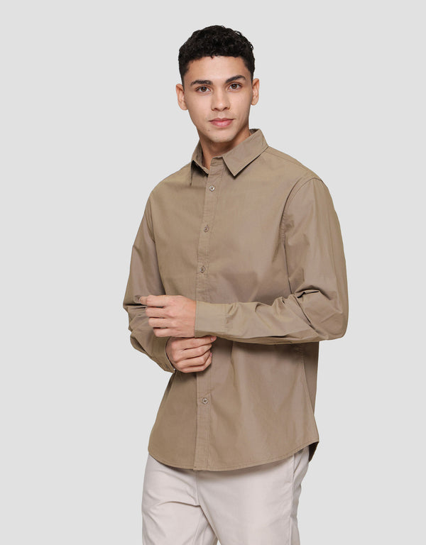 Men's Casual Solid Long Sleeve Shirt Soft Cotton Regular Fit - Image 2