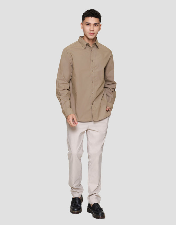 Men's Casual Solid Long Sleeve Shirt Soft Cotton Regular Fit - Image 4