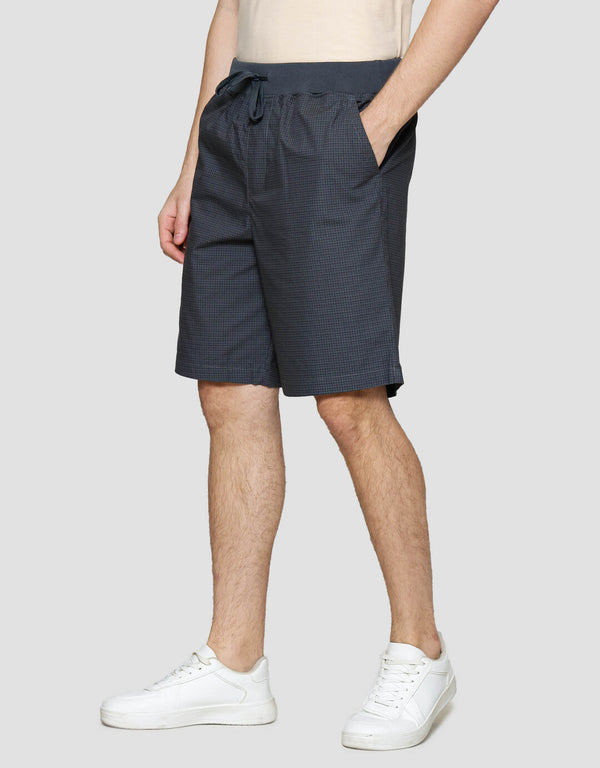 Men's Cotton Casual Shorts with Elastic Waist and Check Print - Image 2