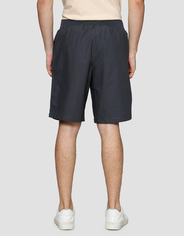 Men's Cotton Casual Shorts with Elastic Waist and Check Print - Image 3