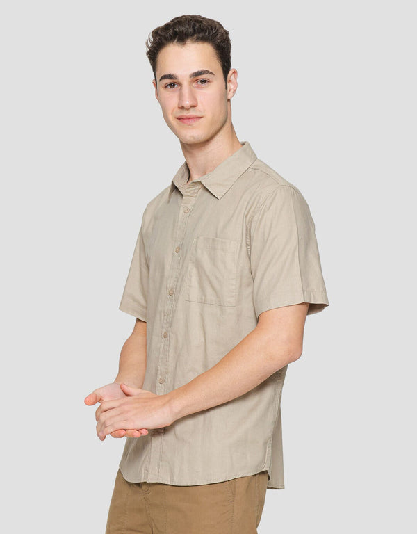 Men's Cotton Short Sleeve Shirt with Chest Pocket - Image 2