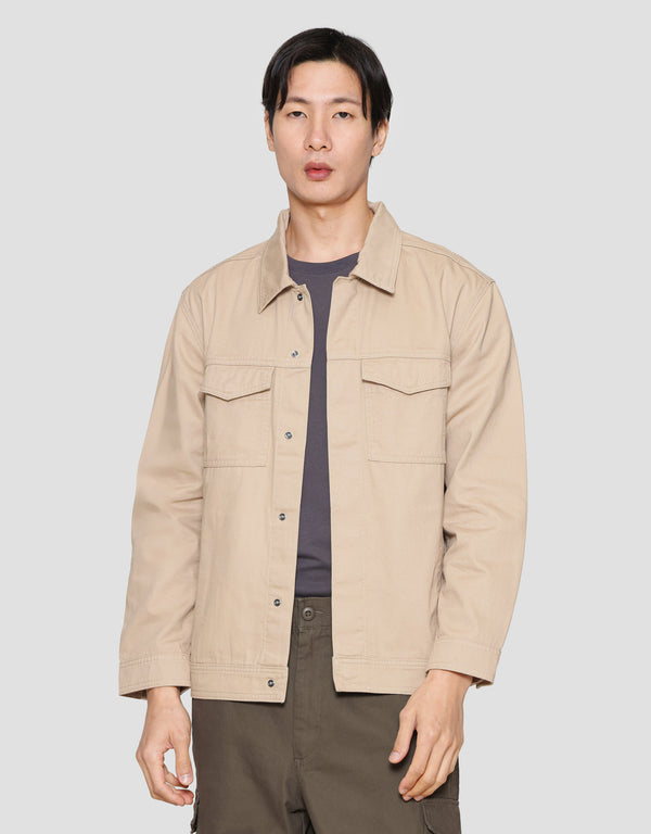 Men’s Cotton Twill Work Jacket Long Sleeve Casual Outerwear