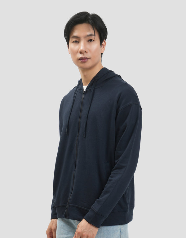 Men's French Terry Pullover Hoodie - Casual Cotton Blend Jacket - Image 2