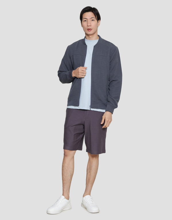 Men's Knit Ottoman Zip-Up Jacket Casual Polyester Outerwear - Image 4