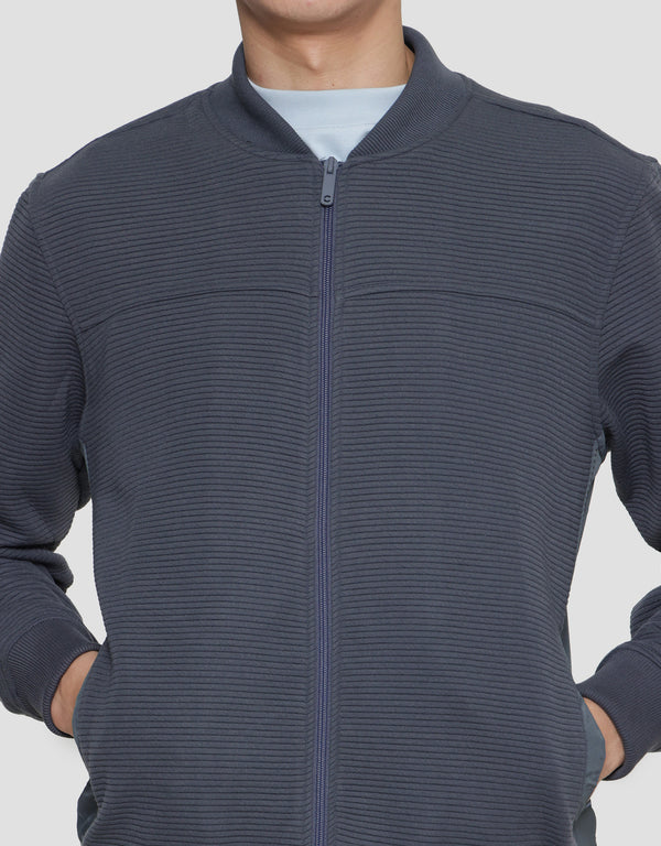 Men's Knit Ottoman Zip-Up Jacket Casual Polyester Outerwear - Image 5