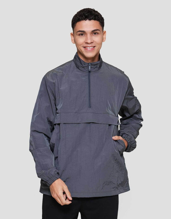 Men’s Micro Crinkle Half Zip Jacket Lightweight Polyester