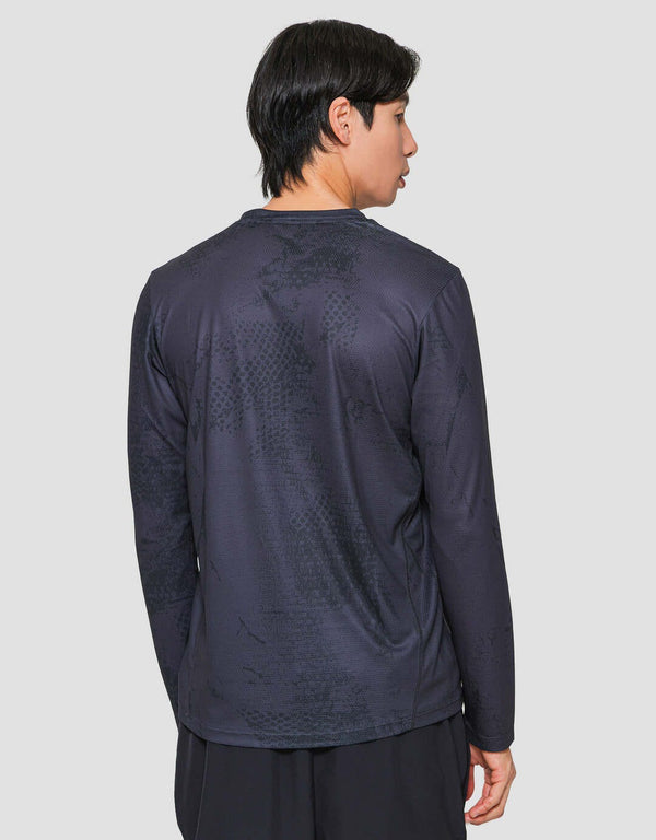 Men's Printed Long Sleeve Sport T-Shirt - Polyester Activewear - Image 3
