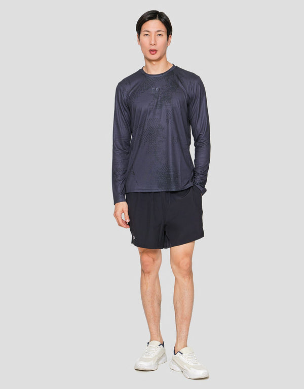 Men's Printed Long Sleeve Sport T-Shirt - Polyester Activewear - Image 4