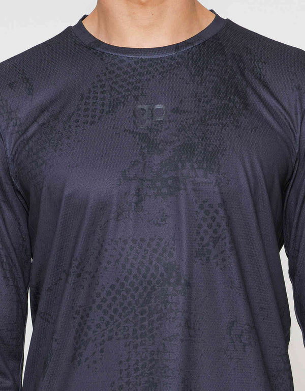 Men's Printed Long Sleeve Sport T-Shirt - Polyester Activewear - Image 5