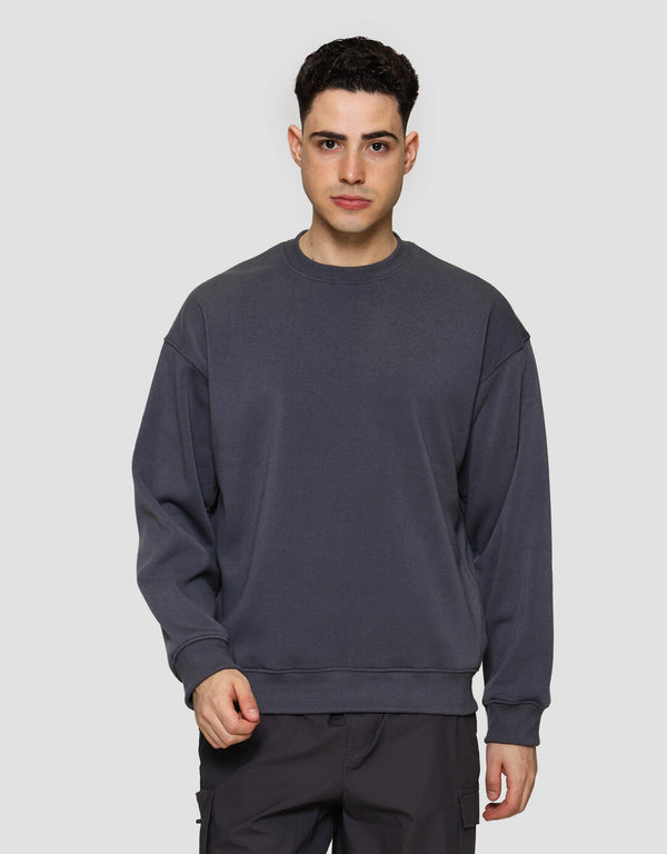 Men’s Round Neck Fleece Sweater Casual Long Sleeve Pullover