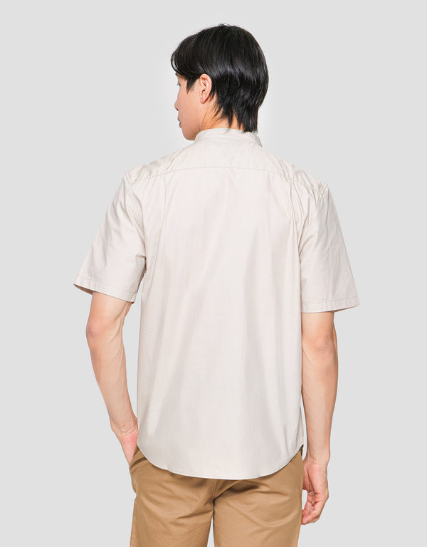 Men's Short Sleeve Casual Shirt with Eyelet Details, Cotton Regular Fit - Image 3