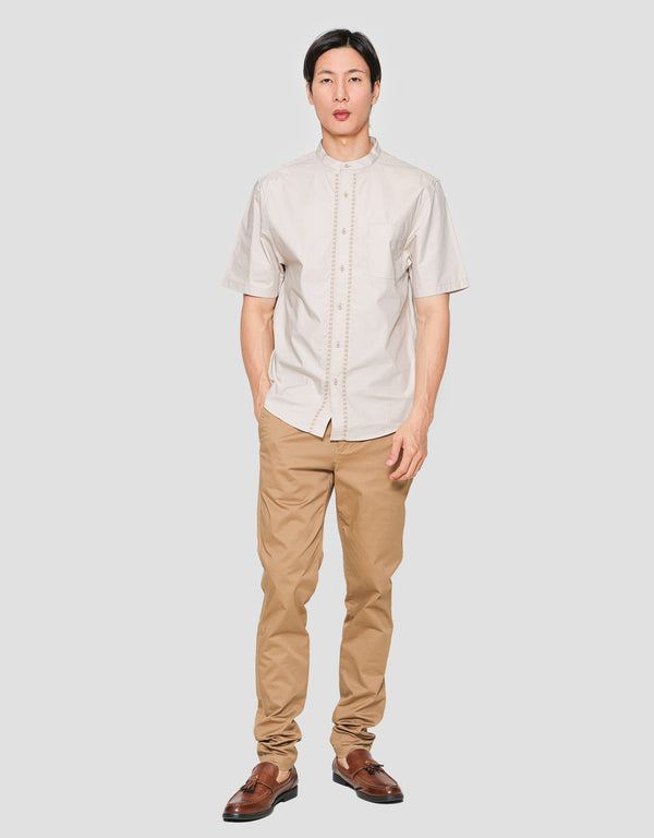 Men's Short Sleeve Casual Shirt with Eyelet Details, Cotton Regular Fit - Image 4