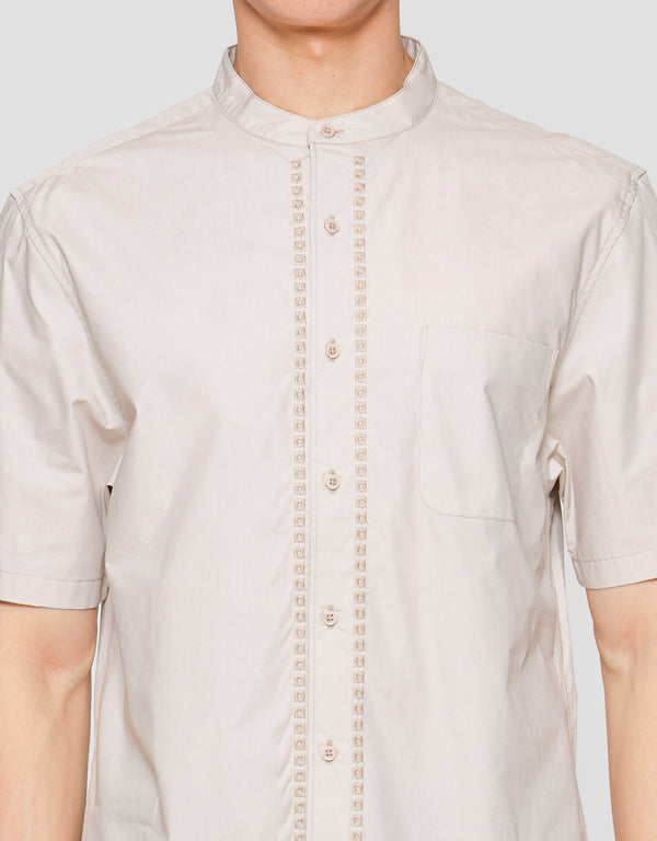 Men's Short Sleeve Casual Shirt with Eyelet Details, Cotton Regular Fit - Image 5
