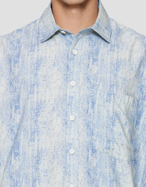 Men's Short Sleeve Denim Print Shirt - Casual Cotton Button Down - Image 5