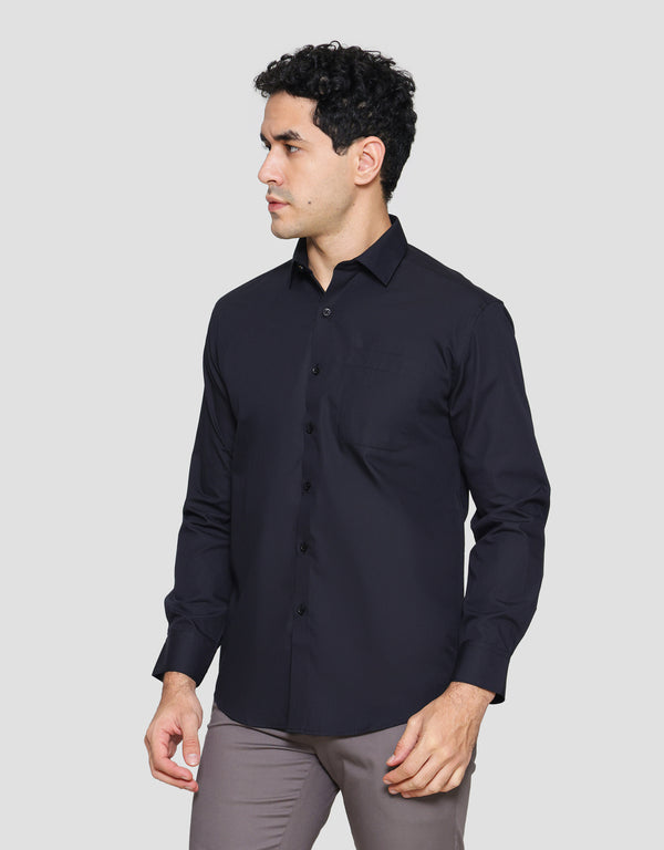 Men's Solid Long Sleeve Dress Shirt for Formal & Casual Wear - Image 2
