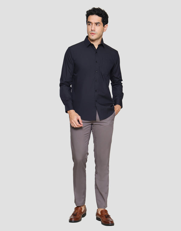 Men's Solid Long Sleeve Dress Shirt for Formal & Casual Wear - Image 4