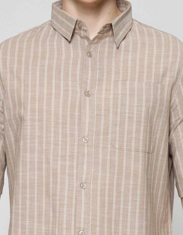 Striped Cotton Men's Casual Shirt Short Sleeve Button Down - Image 5