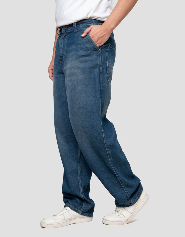 Vintage Baggy Fit Denim Jeans for Men - Casual Loose Pants - Image 2